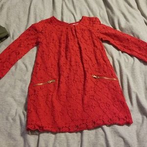 H&M Red Floral Design Long Sleeve Dress